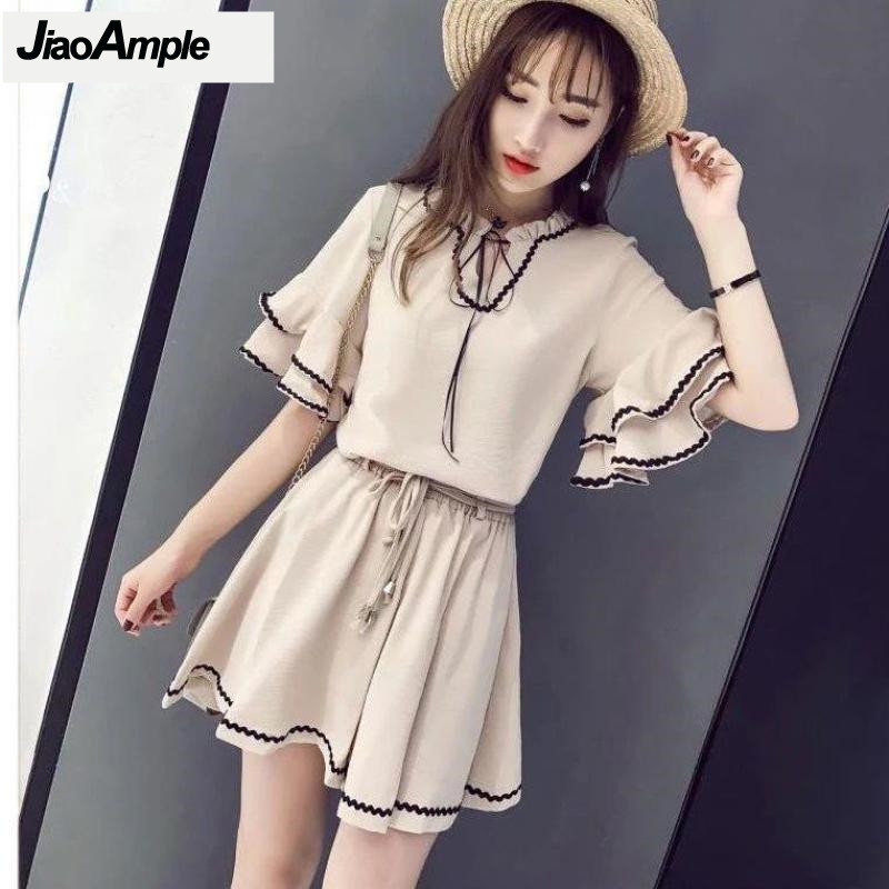 Korean Lifestyle - Setelan pakaian celana pendek wanita, blus