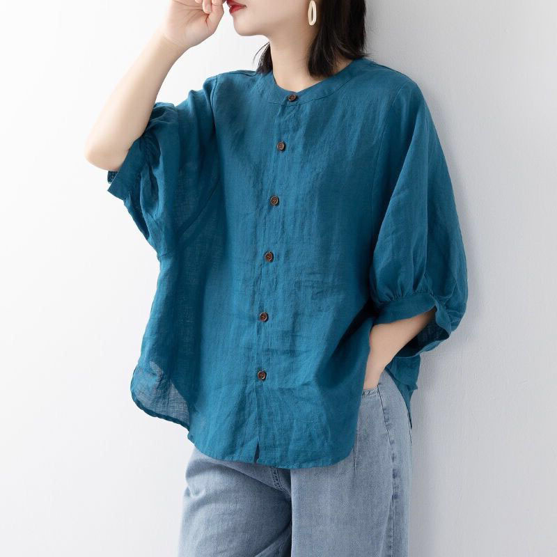 Kemeja katun dan linen wanita  - Korean Lifestyle ulasan dan harga